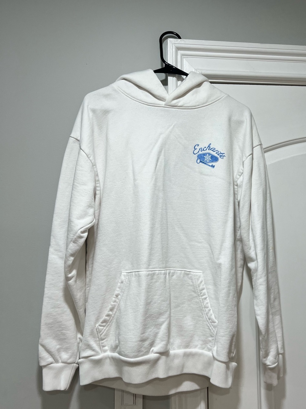 ENCHANTÉ By Daniel Ricciardo White Hoodie Sweater with Light Blue Script Accent